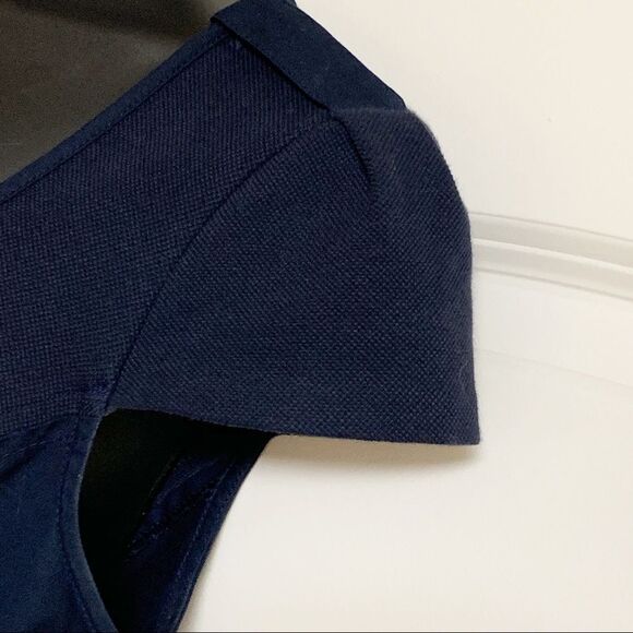 Diane Von Furstenburg Y2K Navy Blue Cap Sleeve Stretch Fit Flare Stretch Dress 4 - Picture 9 of 16